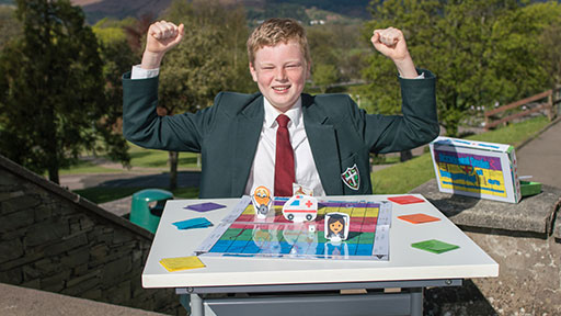 Student celebrating competition win