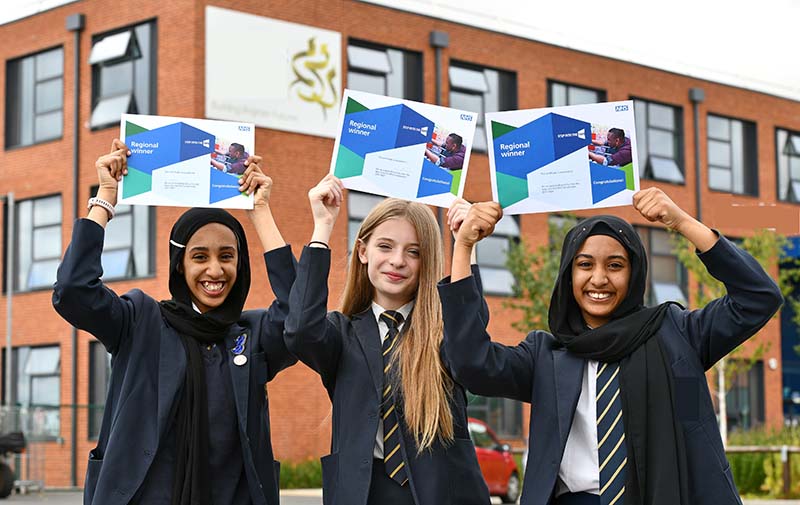 seconday school winners with certificates